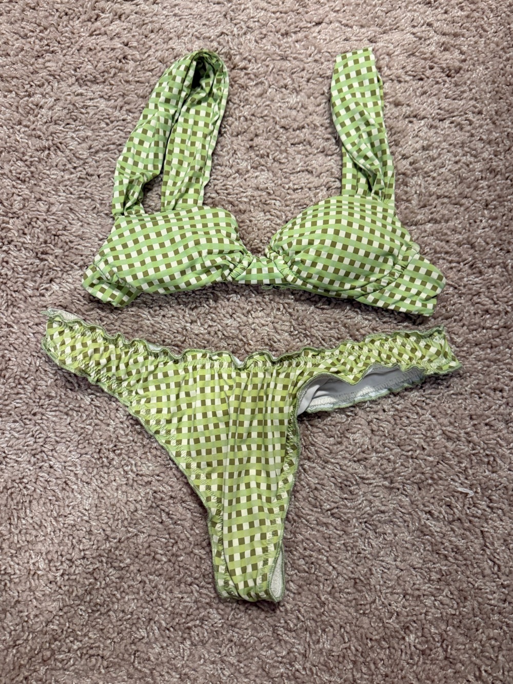Dippin’ Daisy’s Green Gingham Bikini Set